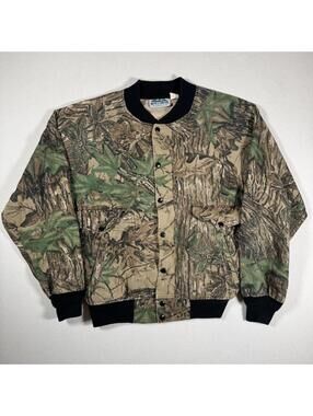 Vtg Realtree Camo Made In USA Snap Up Hunting Cotton Jacket
